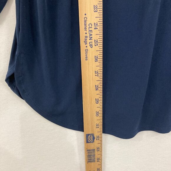 JM Collection size XL Navy Half Zip Rolled Tab Stretch Knit Blouse Office - Picture 5 of 9